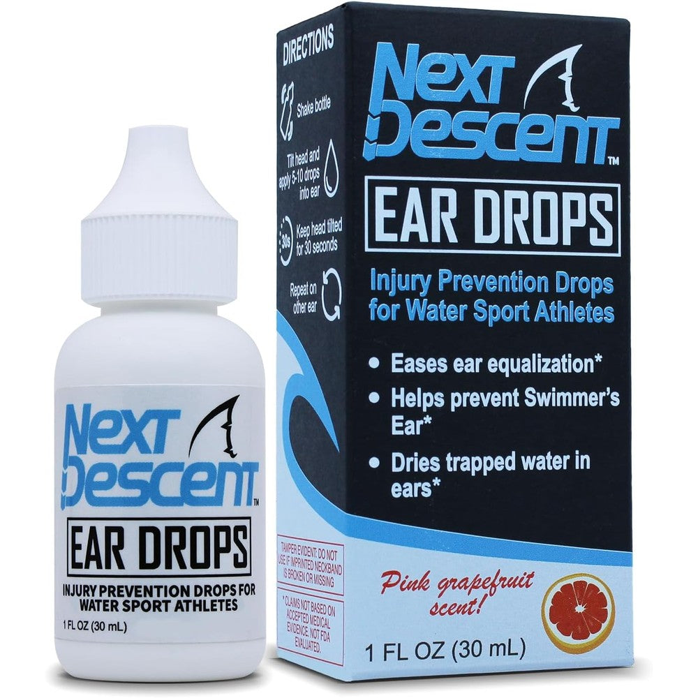 Next Descent Swimmers Ear Drops front view for ear infection prevention.