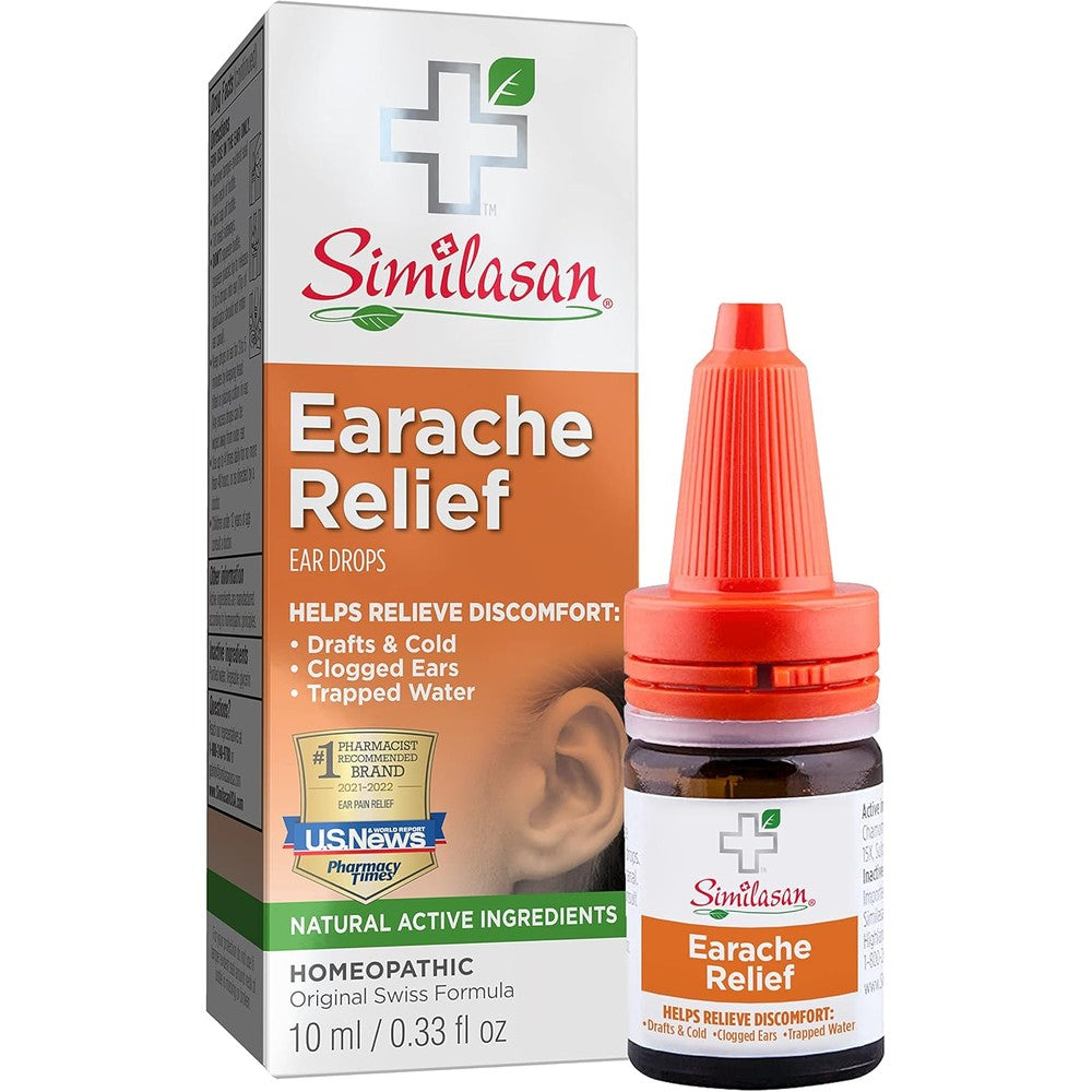 Similasan Earache Relief Ear Drops front view for ear pain treatment.