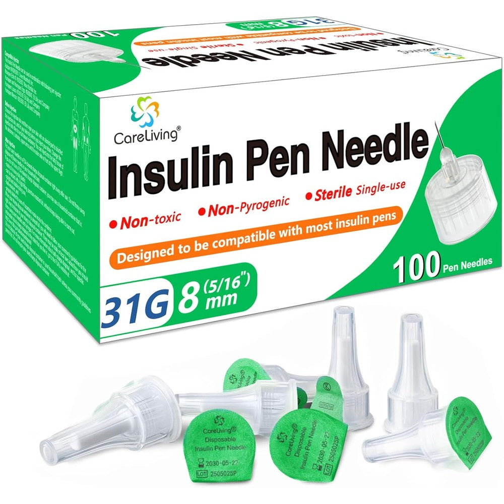 Minibird CareLiving Insulin Pen Needle 31G 8mm box front view for diabetic care