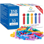 CareLiving 30 gauge diabetic lancets 310 count front package view for glucose testing.
