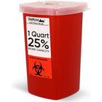 Oakridge Products Sharps Container 1 quart red biohazard bin for needle disposal