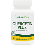 NaturesPlus Quercetin Plus 90 Vegetarian Tablets front view for immune defense
