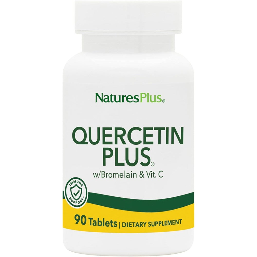 NaturesPlus Quercetin Plus 90 Vegetarian Tablets front view for immune defense