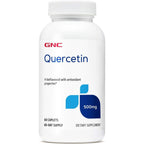 GNC Quercetin 500mg supplement bottle front view showcasing antioxidant benefits.