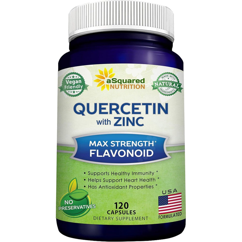 aSquared Nutrition Quercetin 1000mg with Zinc front view bottle for immune support supplement India