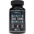 VitaRaw Quercetin with Bromelain 500mg vegetarian capsules bottle front view for premium immune support