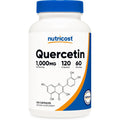 Nutricost Quercetin 1000mg front view of bottle containing 120 vegetarian capsules for immune supplement health.