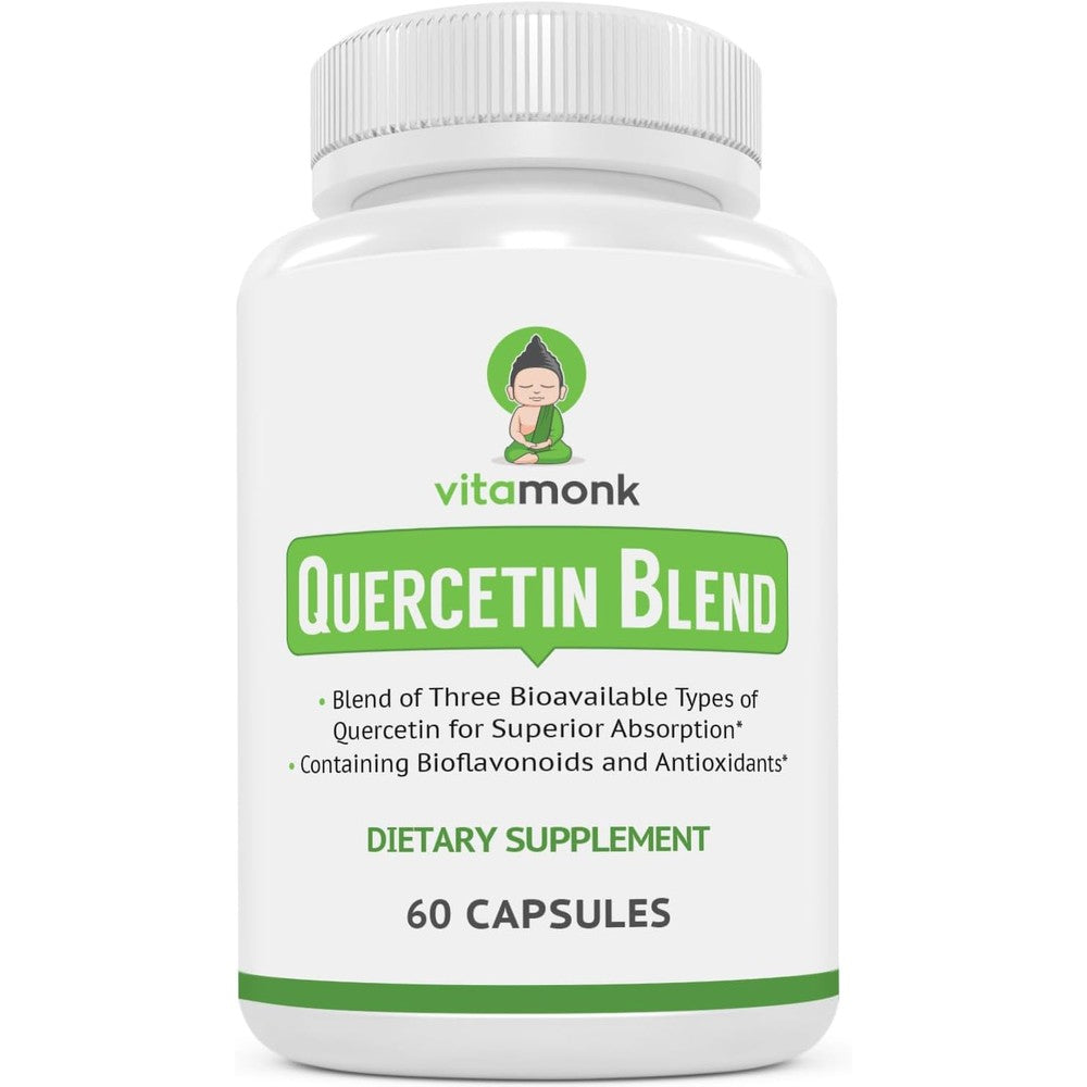 VitaMonk Quercetin Complex 60 capsules front view bottle showing three bioactive forms label.