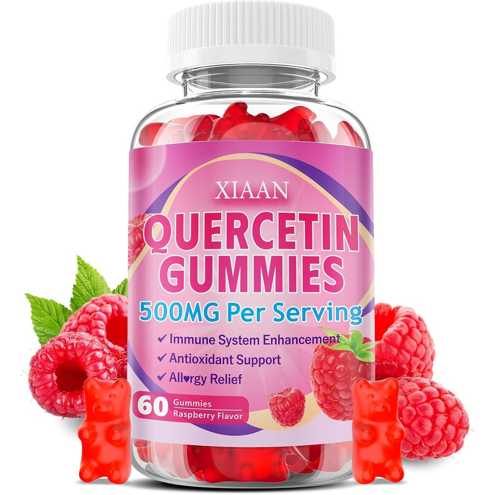 XIAAN Quercetin Gummies 500mg bottle front view showcasing immune system support.