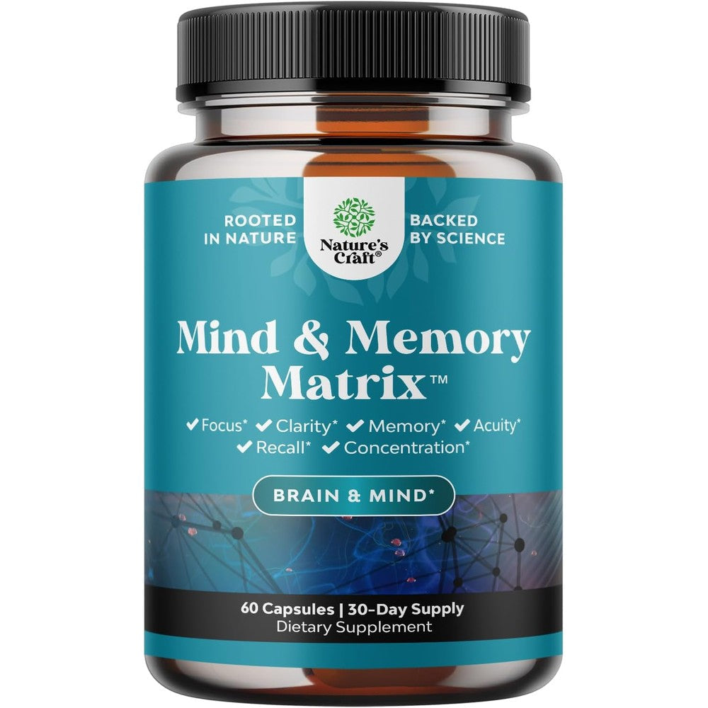 Natures Craft Matrix Nootropic Brain Supplement front view bottle for memory support