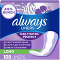 Always Xtra Protection Daily Liners 108 count front packaging view
