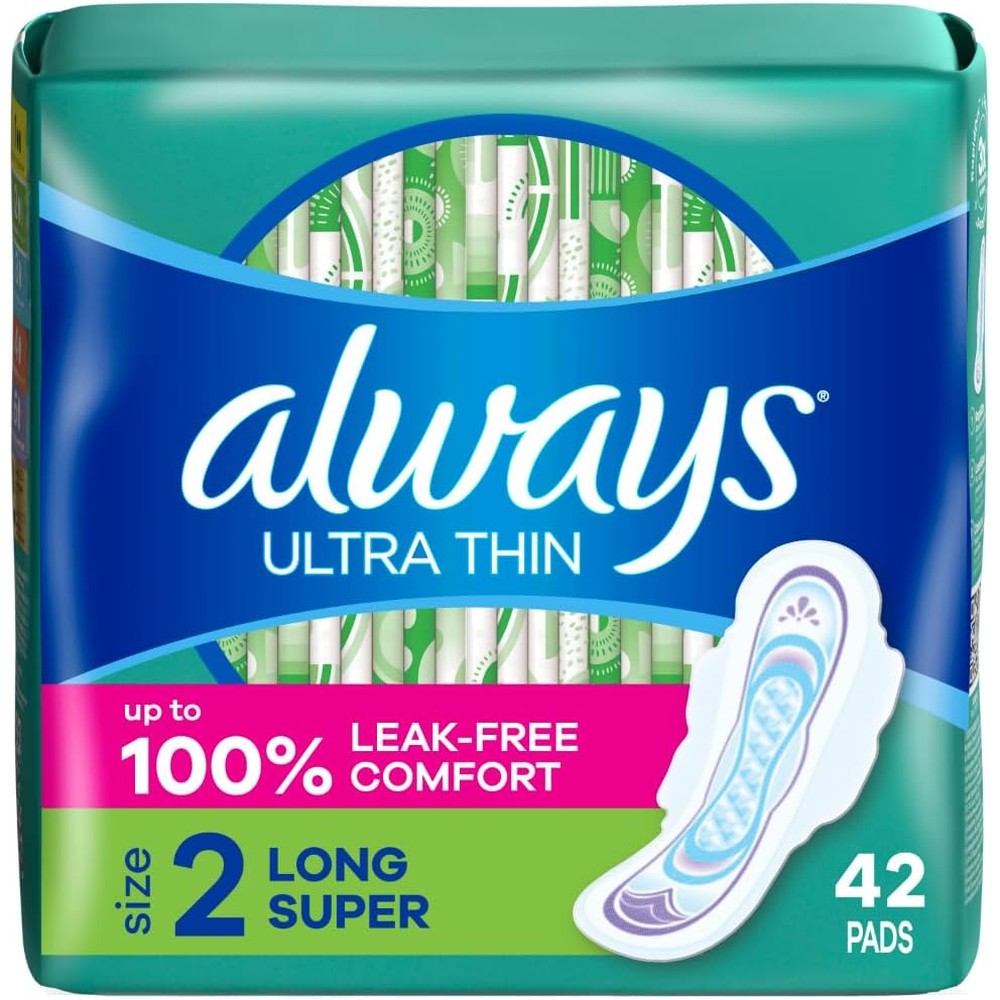Always Ultra Thin Pads Size 2 Long Super front packaging view