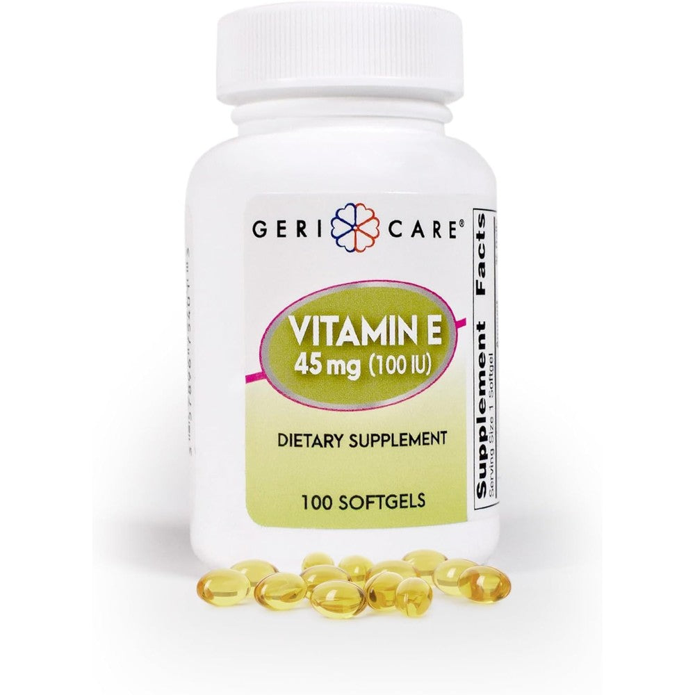 GeriCare High Potency Vitamin E 100 IU bottle front view daily antioxidant supplement