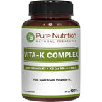 Pure Nutrition Vitamin K Complex 120 tablets front label view for bone health