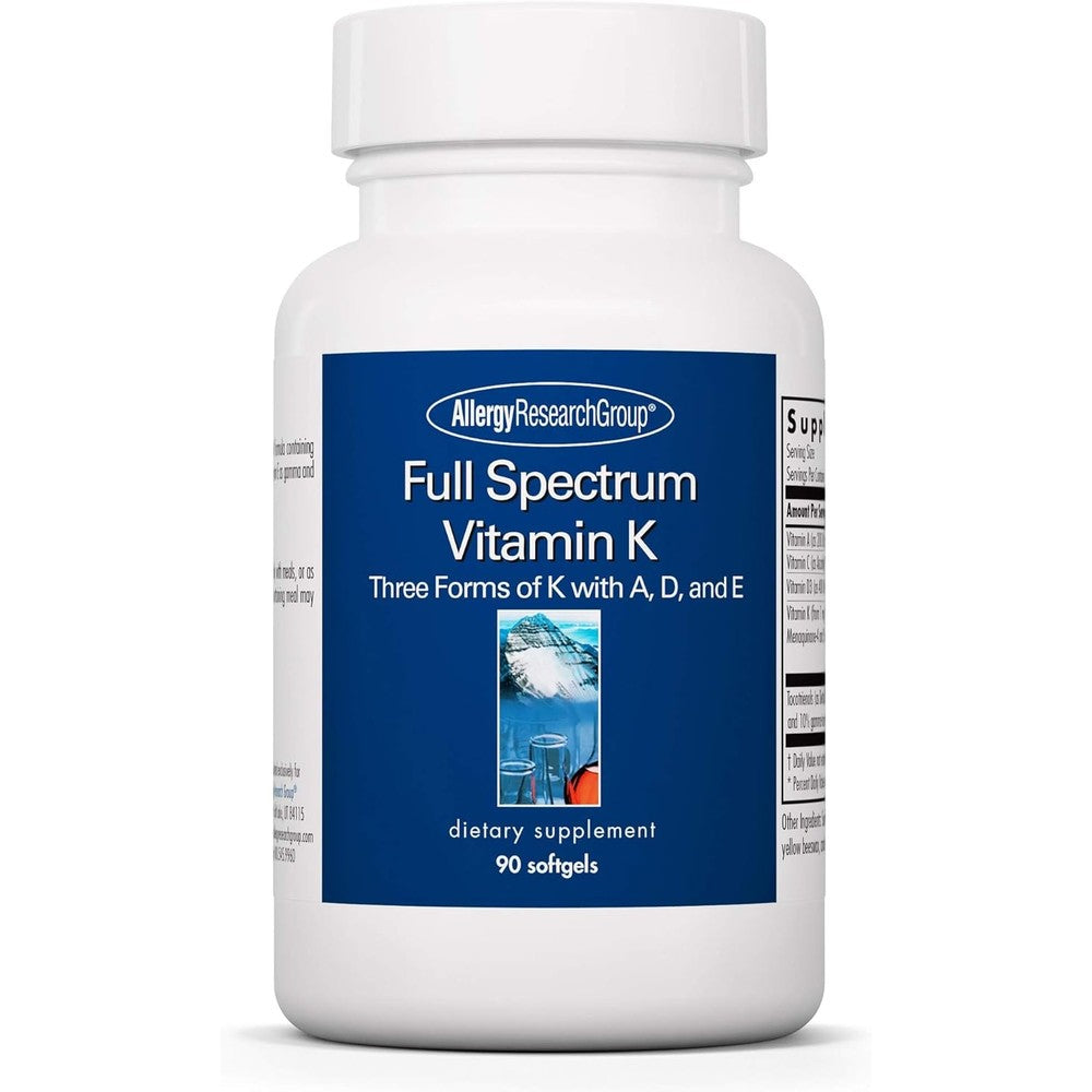 Allergy Research Group Full Spectrum Vitamin K 90 softgels bottle front view