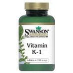 Swanson Vitamin K1 100 mcg 100 Tablets front bottle view showing bone health supplement label.