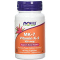 NOW Foods MK-7 Vitamin K-2 100 Micrograms 60 Vegan Capsules front bottle view for bone health support