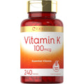 Carlyle Vitamin K 100 mcg front bottle view showing 240 vegetarian tablets text