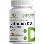 Deal Supplement Vitamin K2 600 mcg 180 softgels front bottle view