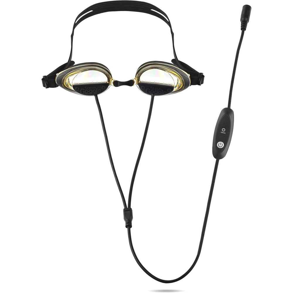 SteamGoggle moist heat treatment device front view for dry eye relief