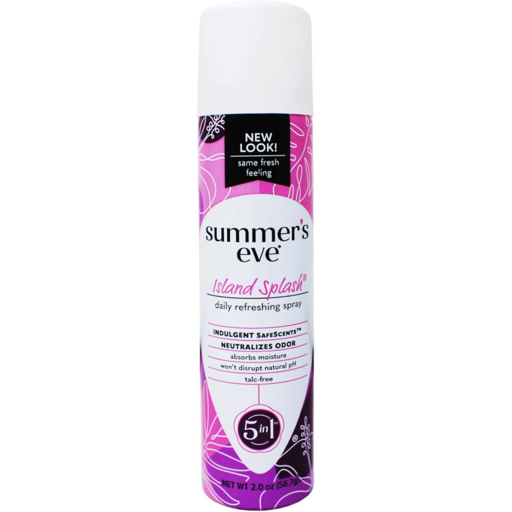 Summer's Eve Feminine Deodorant Spray Island Splash front view for intimate hygiene.