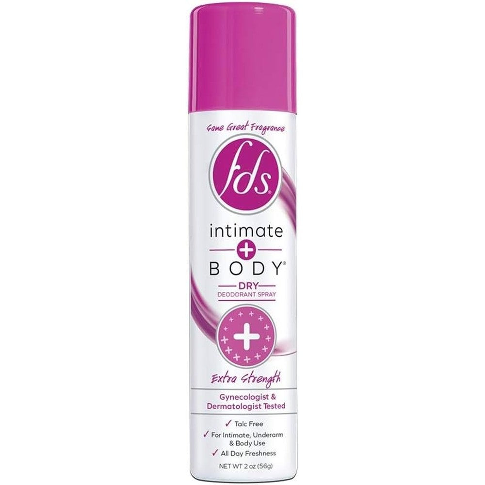 FDS Hypoallergenic Intimate Deodorant Spray Extra Strength 2 Ounce front view feminine hygiene