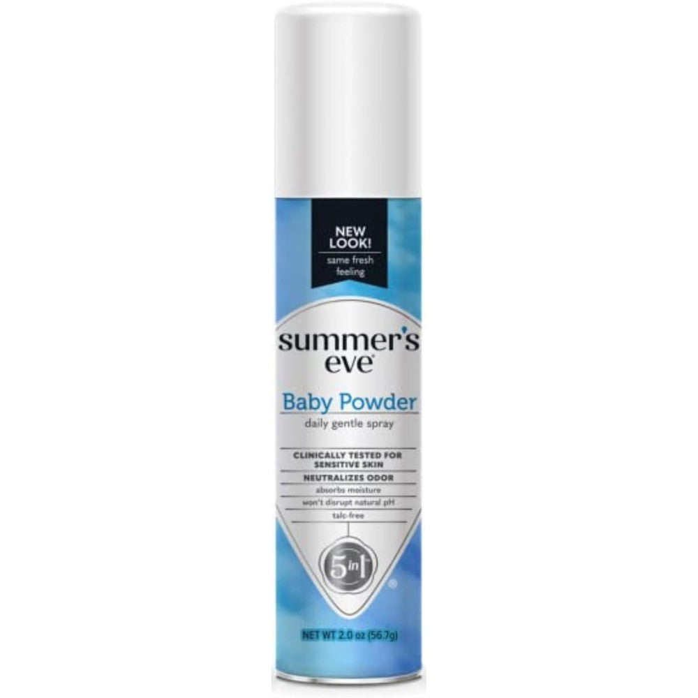 Summer's Eve Feminine Deodorant Spray Baby Powder front view intimate hygiene spray