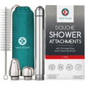 Medi Grade Shower Enema Kit front view showcasing three aluminum nozzles and storage bag.
