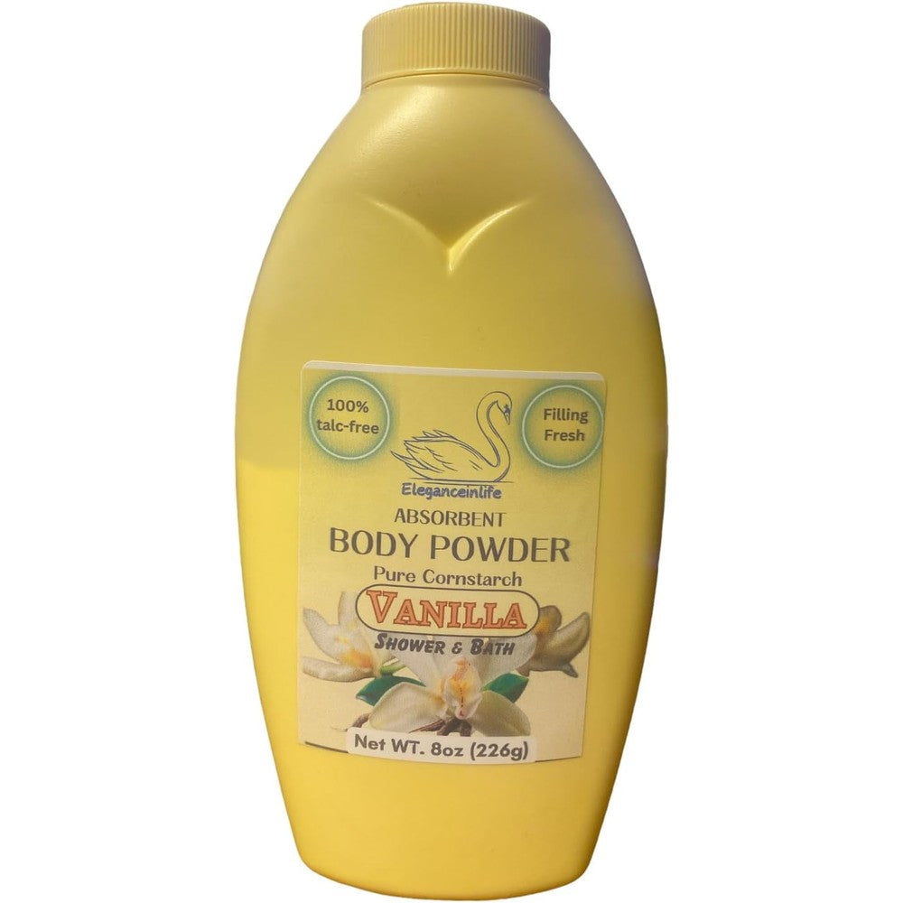 Eleganceinlife Pure Cornstarch Absorbent Body Powder front view for moisture control.