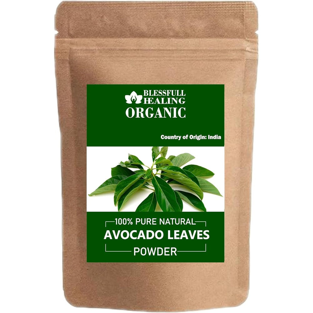 Blessfull Healing Organic Avocado Leaves Powder front view for herbal wellness.