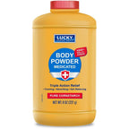 Lucky Super Soft Medicated Body Powder 8 Ounce front view for itch relief.