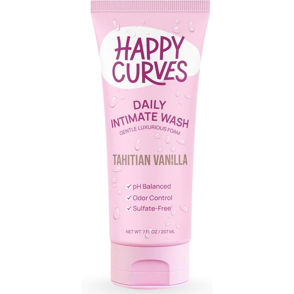 HAPPY CURVES Feminine Wash Tahitian Vanilla front view for intimate hygiene.