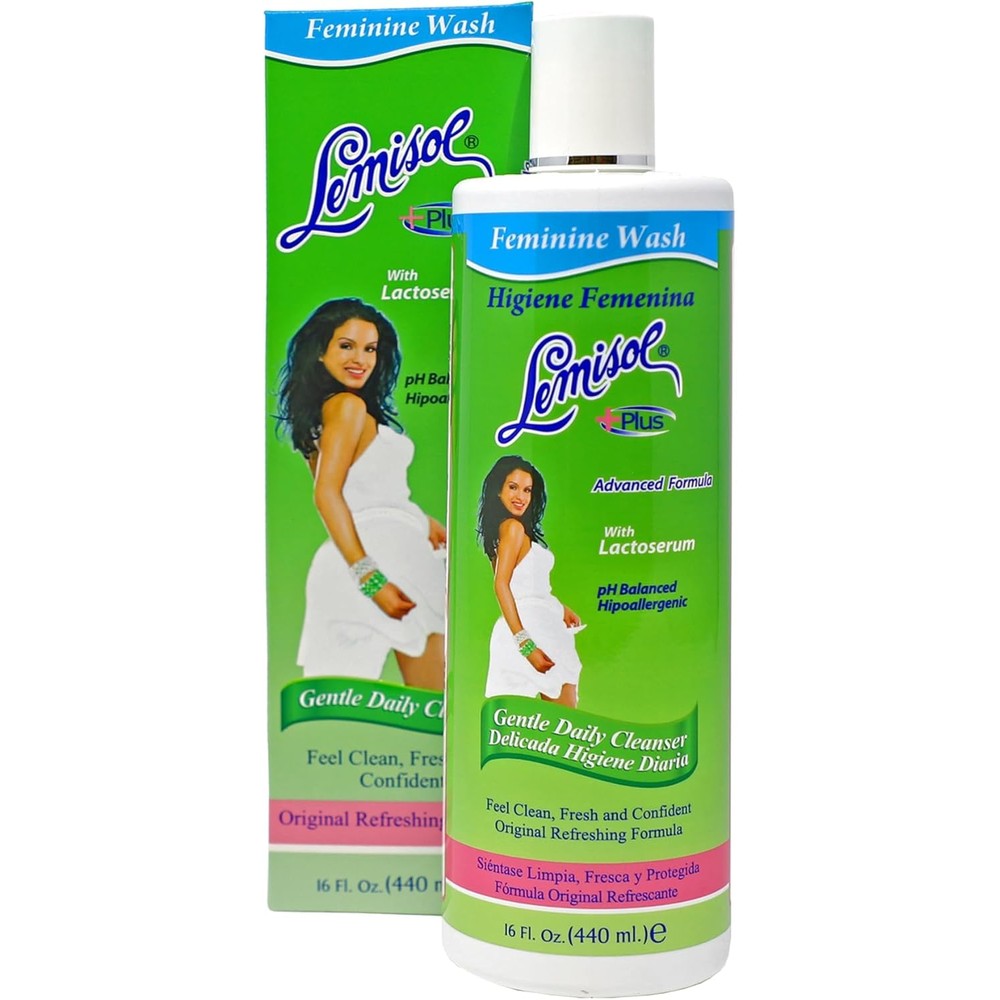 Lemisol Plus Feminine Wash 16 Ounce front bottle view for daily intimate hygiene