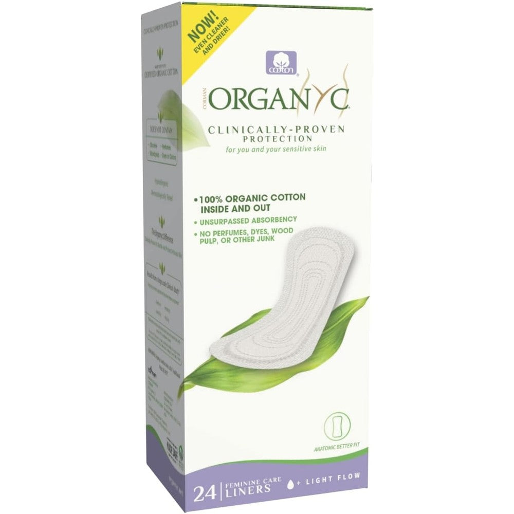 Organyc 100 Percent Certified Organic Cotton Flat Panty Liner front packaging view everyday hygiene