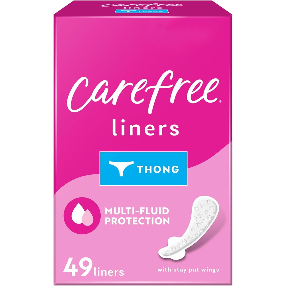 Carefree Thong Panty Liners 49 Count front packaging view