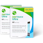 OneTouch Ultra Test Strips 120 Count front packaging view for accurate blood glucose tracking.