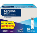 Ascensia Contour Next blood glucose test strips 70 count retail box front view