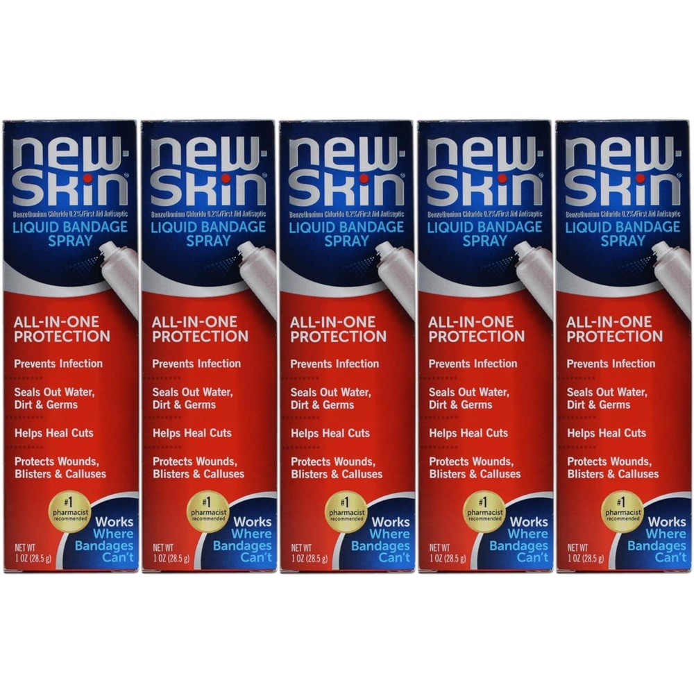 New-Skin Liquid Spray Bandage five pack front view first aid antiseptic