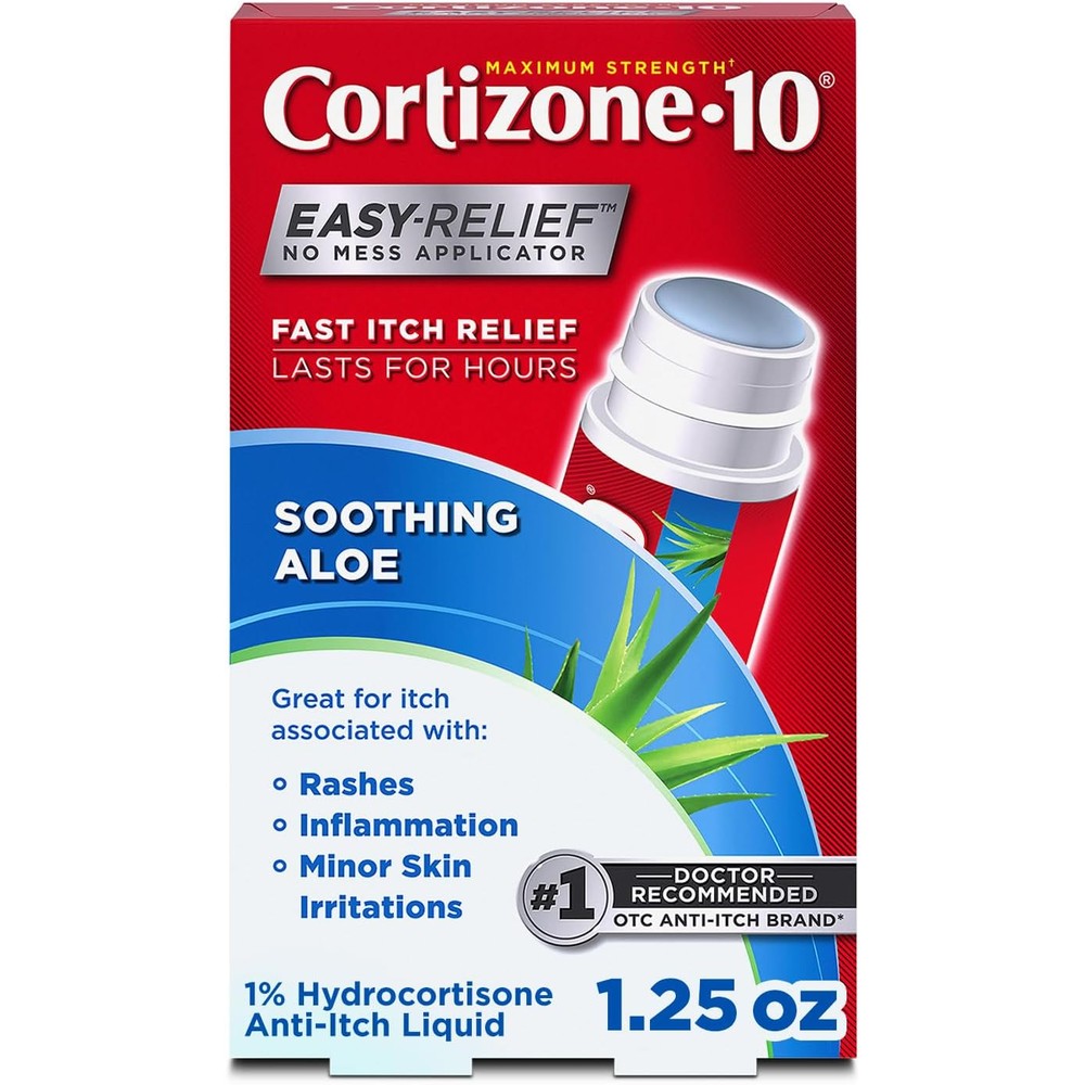 Cortizone-10 Maximum Strength Soothing Aloe Liquid front view for fast itch relief.