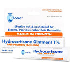 Globe Pharmacy Hydrocortisone Ointment 1 Ounce front view for anti-itch relief.