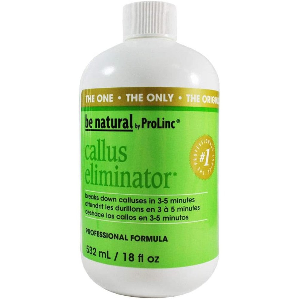 ProLinc Be Natural Callus Eliminator 18 Fluid Ounce bottle front view professional foot care gel