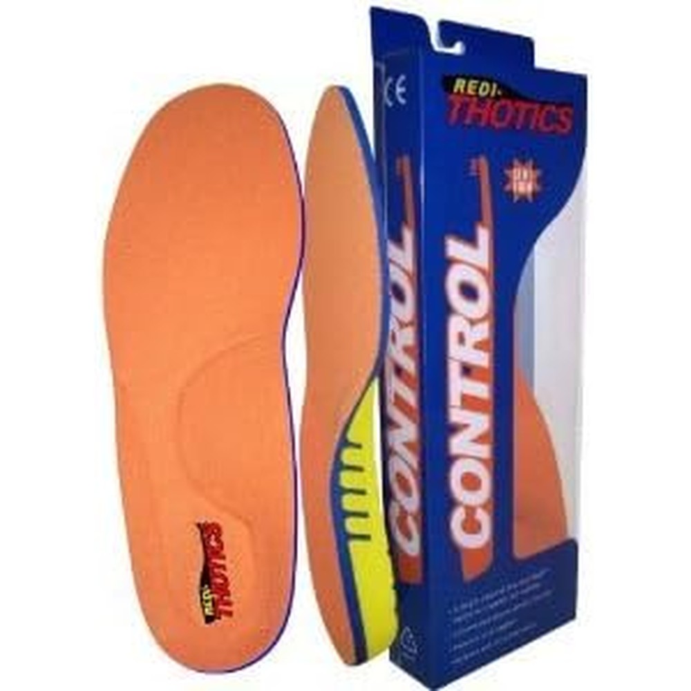 Redi-Thotics Control Orthotic Insoles front view showing rigid arch support shell.
