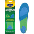 Dr. Scholl's Sport Insoles front view showing blue and green gel cushioning.