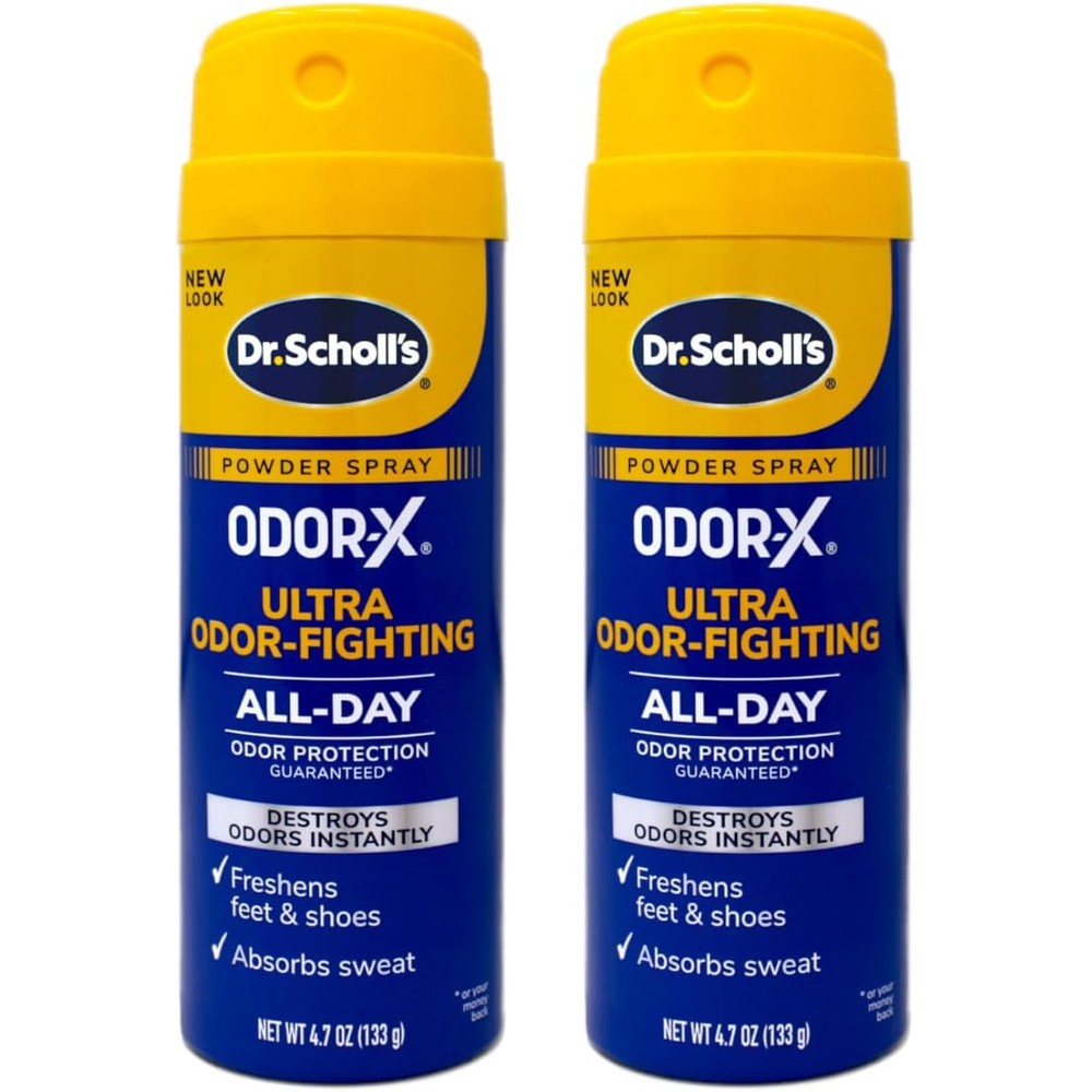 Dr. Scholl's Odor-X Ultra Odor-Fighting Spray Powder front view for foot odor control.