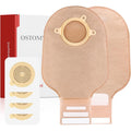 Heagimed two piece colostomy bags ostomy supplies kit front view featuring 16 drainable pouches and 6 cut to fit skin barriers