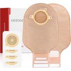 Heagimed two piece colostomy bags ostomy supplies kit front view featuring 16 drainable pouches and 6 cut to fit skin barriers