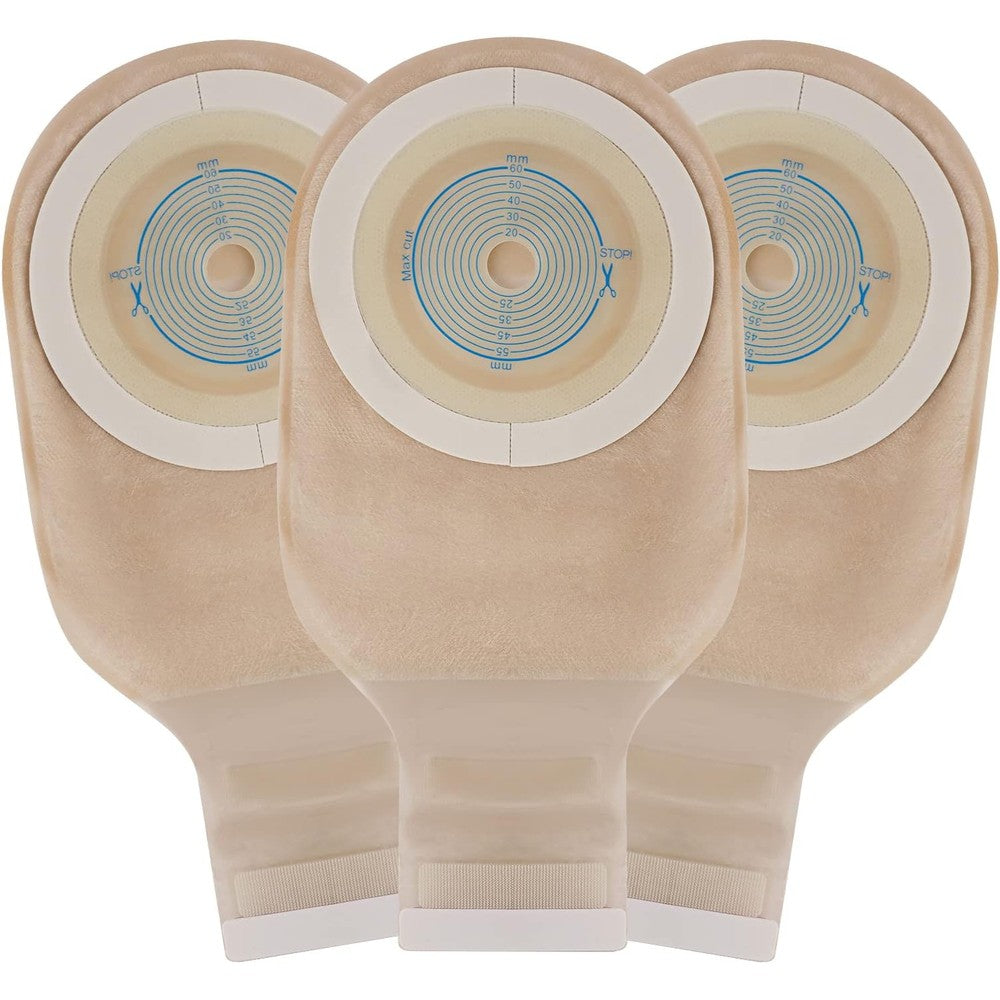 Rainlotus one piece colostomy bags front view showcasing the cut to fit hydrocolloid skin barrier