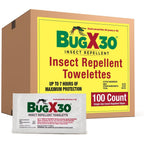 CoreTex Bug X 30 insect repellent wipes 100 count box front view