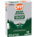 SC Johnson OFF Deep Woods insect repellent wipes 12 count front view packaging