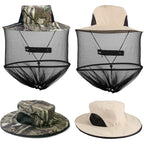 NC mosquito head net bucket hat front view for outdoor protection